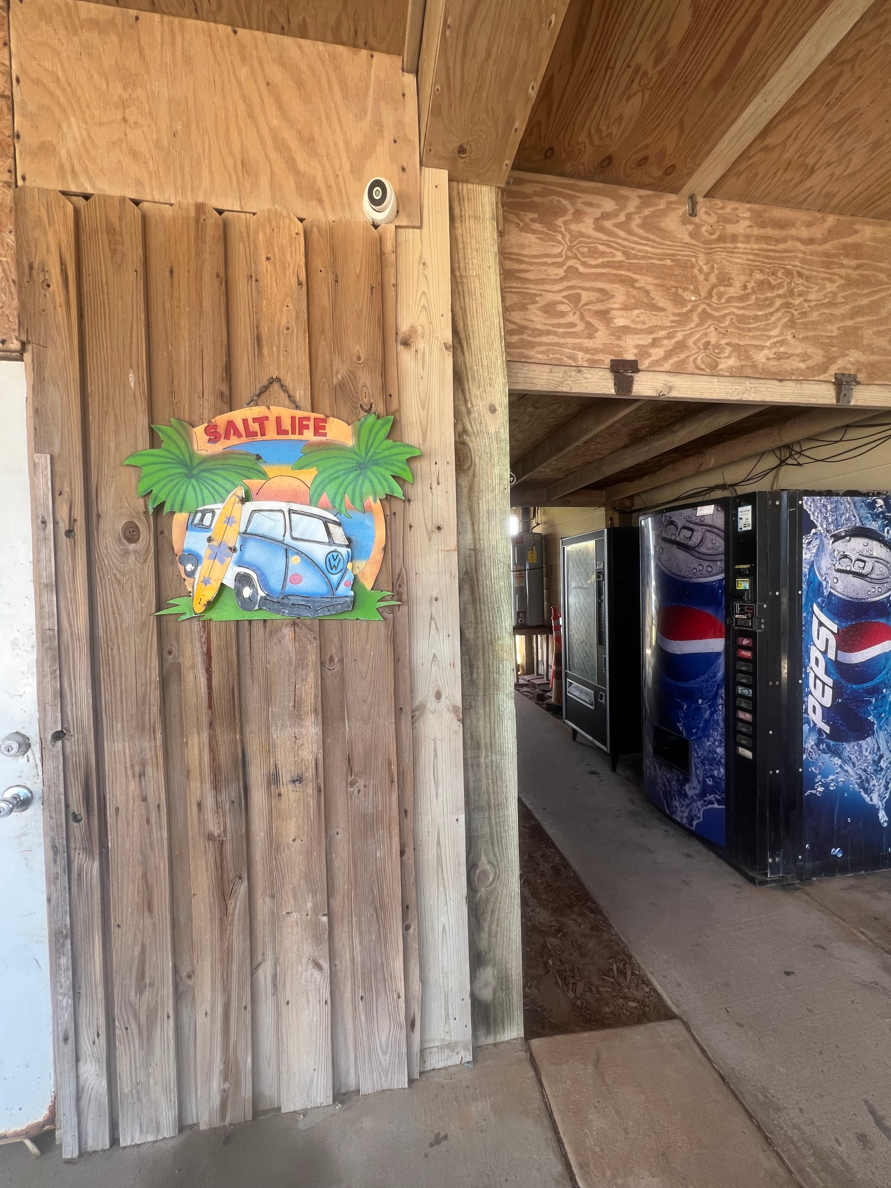 Salt Life décor and Pepsi vending machine at Austin's Landing